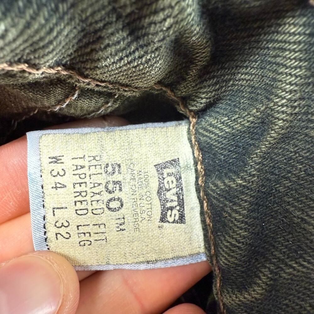 Vintage Levis Jeans Men's 34x32 Fits 32x31 Green Made In USA Relaxed Taper 90s - Picture 12 of 14